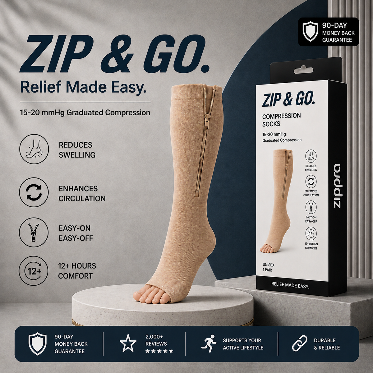 ZIPPRA COMPRESSION SOCKS