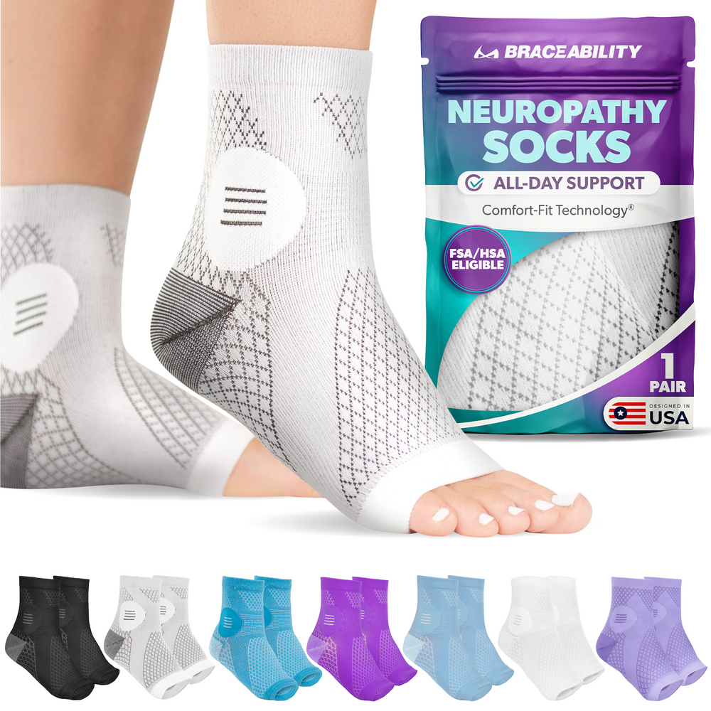 Neuropathy Socks | Compression Toeless Foot Pain Relief Sleeves for Diabetics and Peripheral Treatment (Pair)
