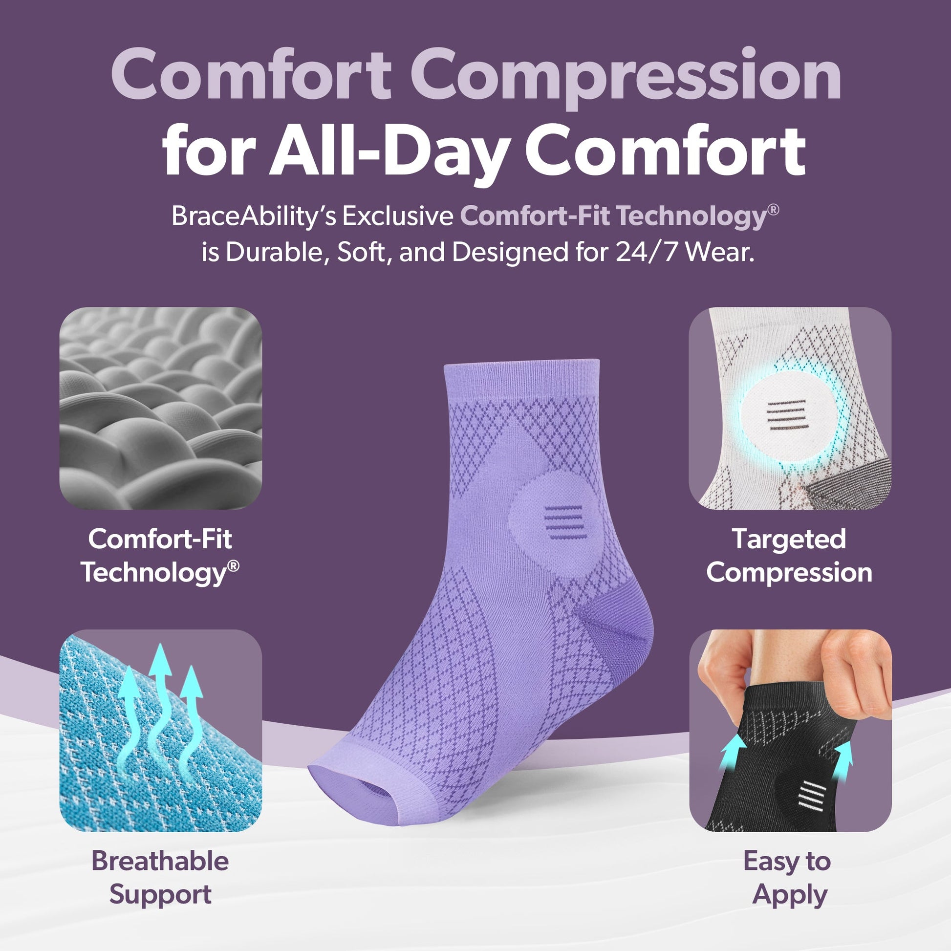 Neuropathy Socks | Compression Toeless Foot Pain Relief Sleeves for Diabetics and Peripheral Treatment (Pair)