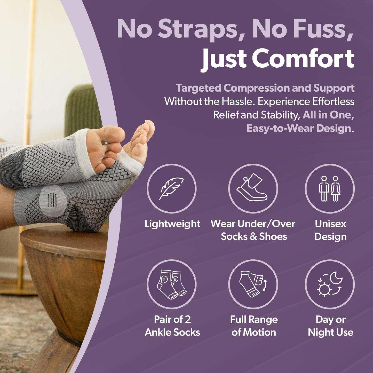 Neuropathy Socks | Compression Toeless Foot Pain Relief Sleeves for Diabetics and Peripheral Treatment (Pair)