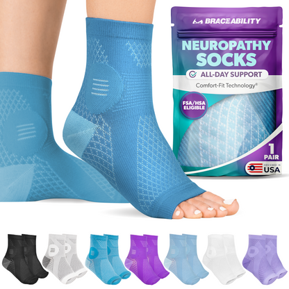 Neuropathy Socks | Compression Toeless Foot Pain Relief Sleeves for Diabetics and Peripheral Treatment (Pair)