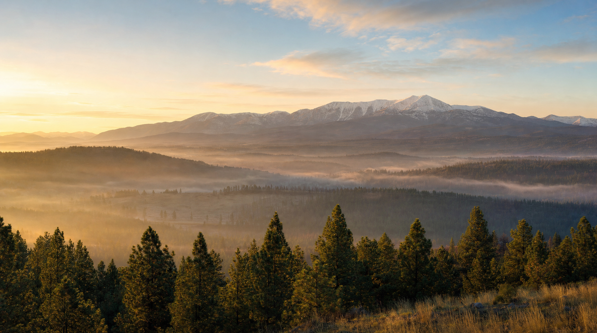 Montana mountain valley at sunrise