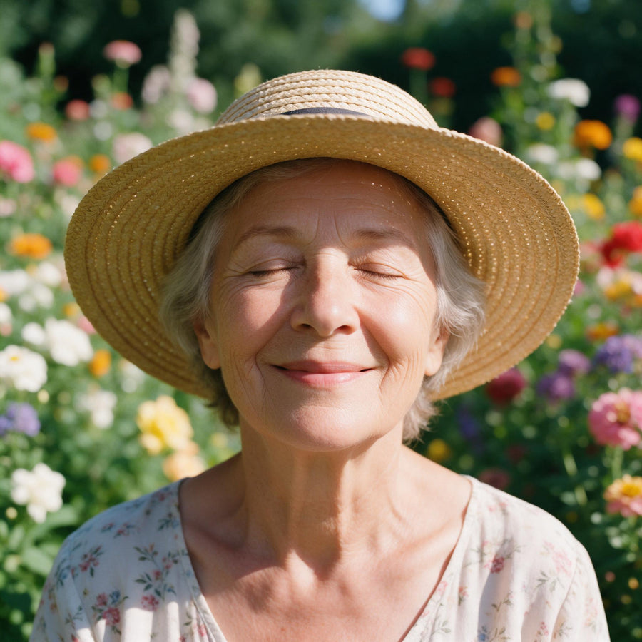 Senior woman relaxing in a summer garden